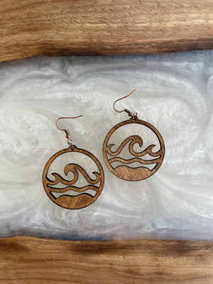 Waves wooden earrings